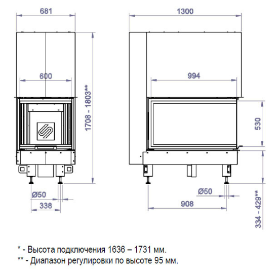 Каминная топка 3VLF 1000G (Stav)