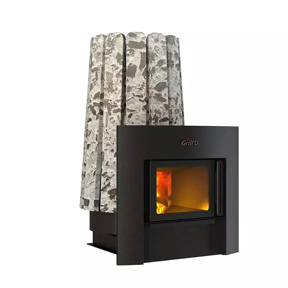 Дровяная банная печь Grill'D Cometa Vega 180 Window Stone Pro (Серпентинит)