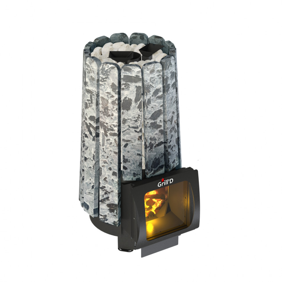Дровяная банная печь Grill'D Cometa Vega 180 Short Window Max Stone Pro (Серпентинит)