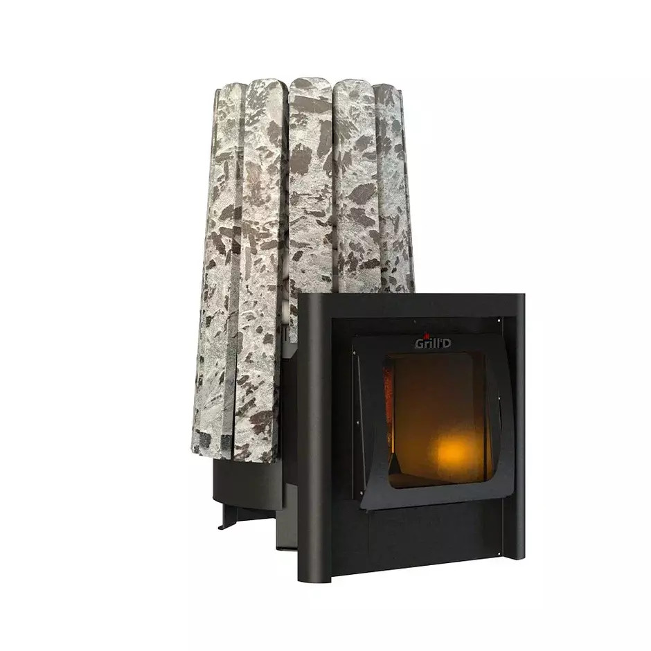 Дровяная банная печь Grill'D Cometa Vega 180 Long Window Max Stone Pro (Серпентинит)