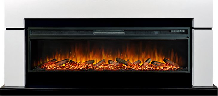 Каминокомплект Lindos 60 (Разборный) - Белый с черным с очагом Vision 60 LOG LED