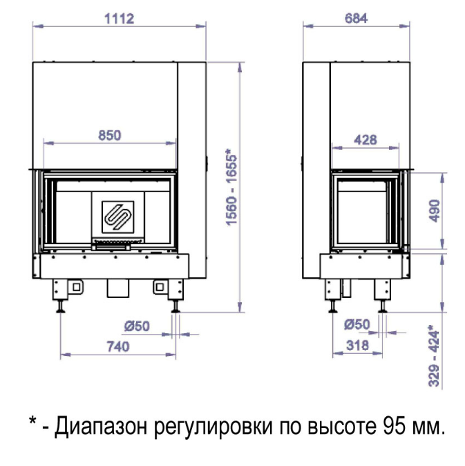 Каминная топка CFL 850W (Stav)