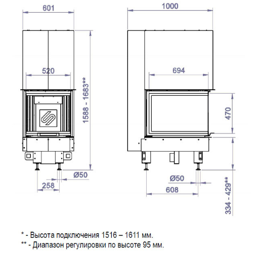 Каминная топка 3VLF 700W (Stav)