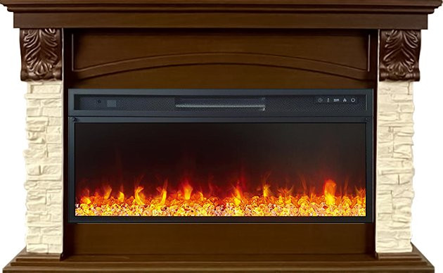 Каминокомплект Dublin V42 SFT (Разборный) - Темный дуб / Сланец с очагом Vision 42 LED