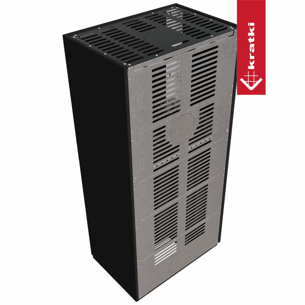 Каминокомплект Kratki PRO FLOKI NERO ASSOLUTO, угловое стекло слева