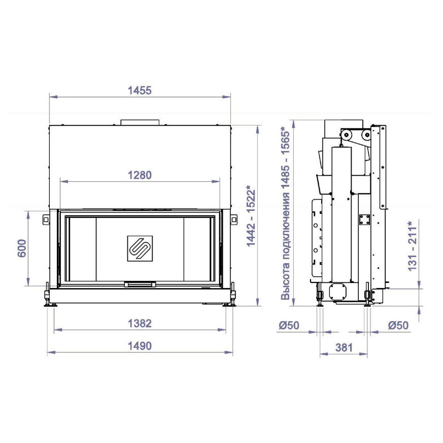 Каминная топка HF 1300G (Stav)