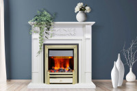 Каминокомплект Venice - Фактурный белый с очагом Majestic FX Black