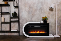 Каминокомплект Basel 60 L - Белый с черным с очагом Vision 60 LOG LED