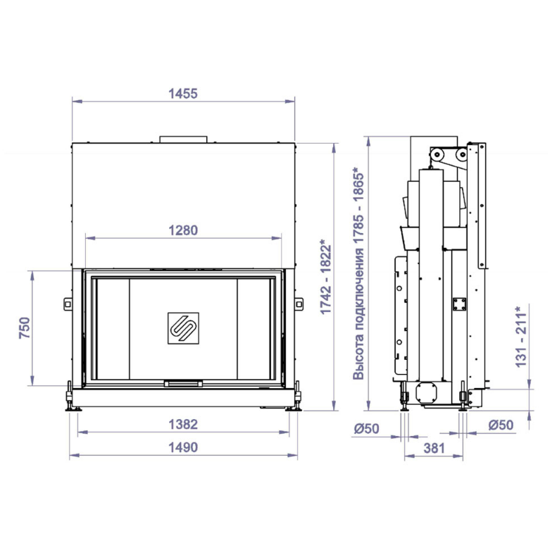 Каминная топка F 1300B (Stav)