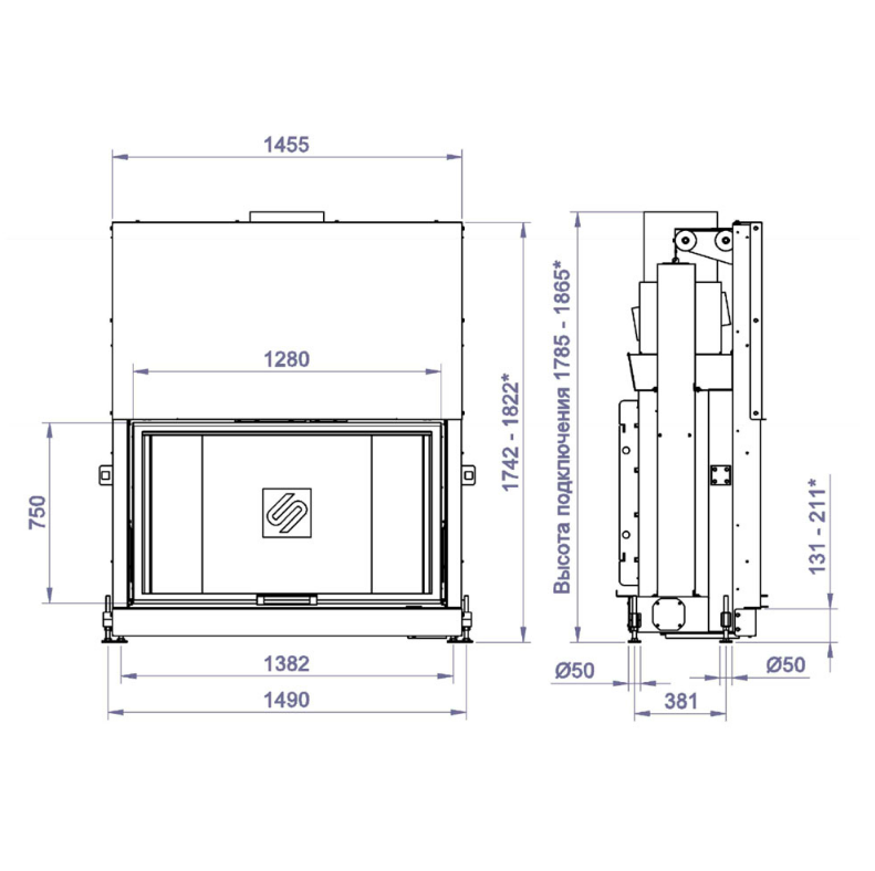 Каминная топка F 1300G (Stav)