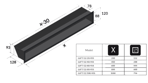 Решётка Kratki Luft 12x20 черная 