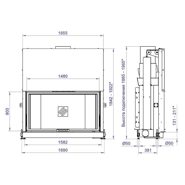 Каминная топка F 1500W (Stav)
