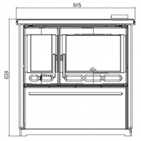 Плита PLAMEN 850 GLAS красная, труба справа (Plamen)