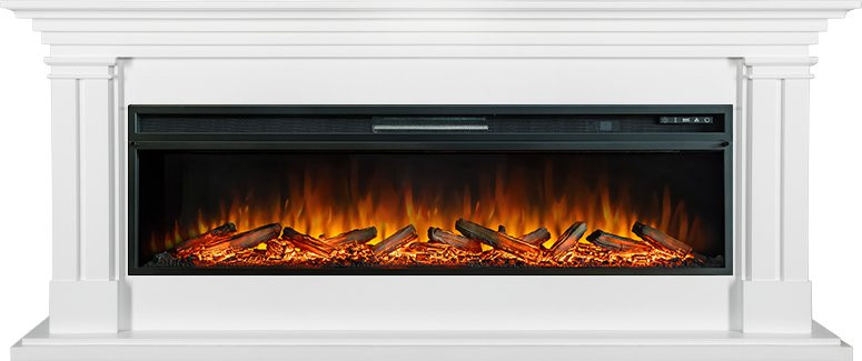 Каминокомплект Lyon 60 SFT (Разборный) - Белый с очагом Vision 60 LOG LED