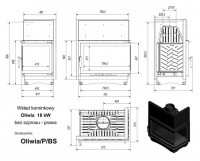 Топка Kratki OLIWIA/P/BS, Г-образное стекло справа