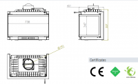 Топка ECT Font/700/LR 14 кВт, 738/X/451, трехстороннее стекло