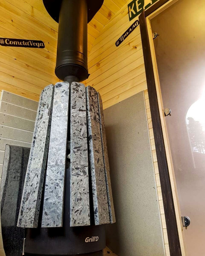 Дровяная банная печь Grill'D Cometa Vega 180 Long Window Max Stone (Серпентинит)