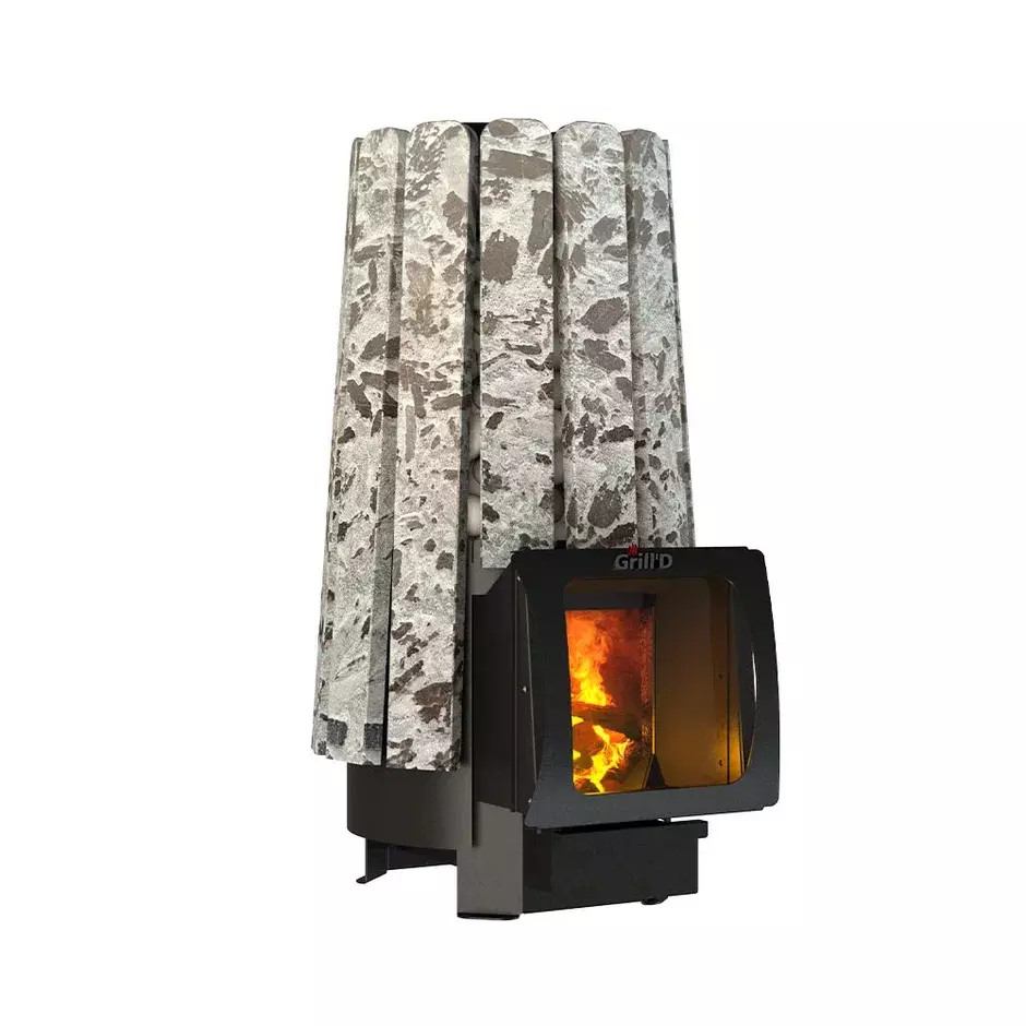 Дровяная банная печь Grill'D Cometa Vega 180 Short Window Max Stone (Серпентинит)