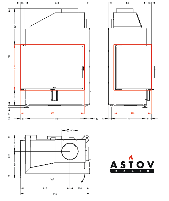 Каминная топка Астов П2С 800