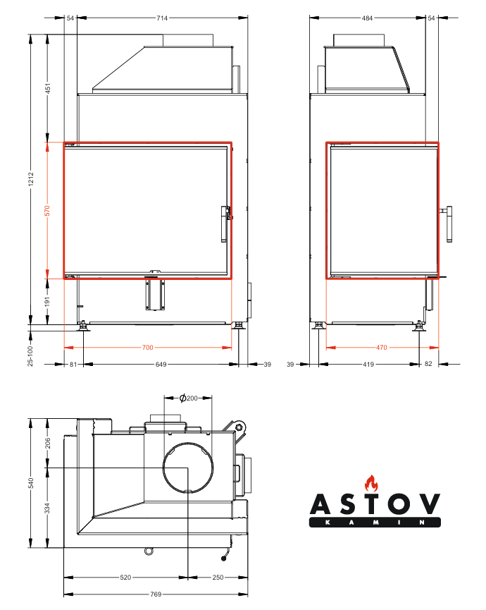 Каминная топка Астов П2С 700