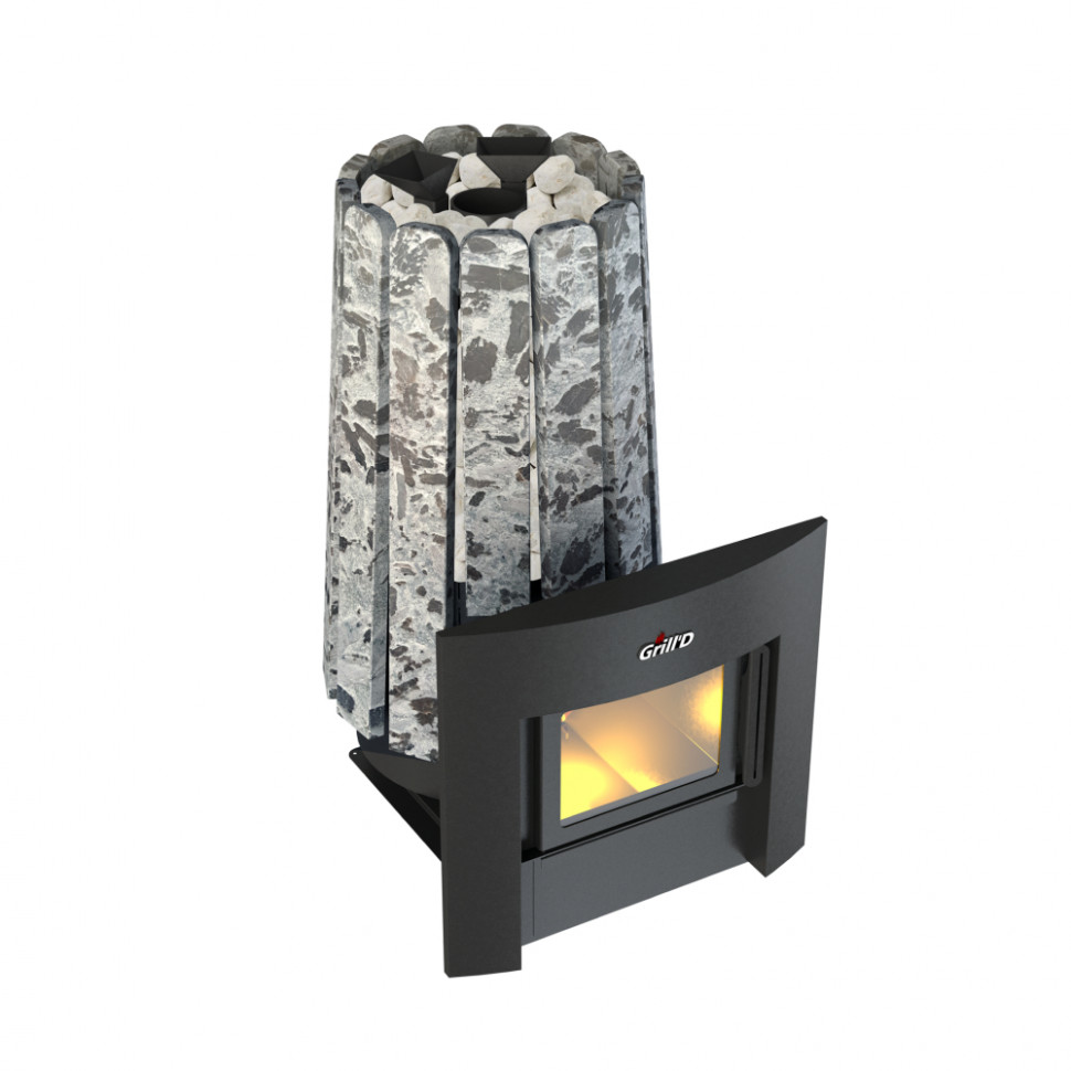 Дровяная банная печь Grill'D Cometa Vega 180 Window Stone (Серпентинит)