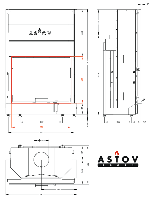 Каминная топка Астов ПС 8063
