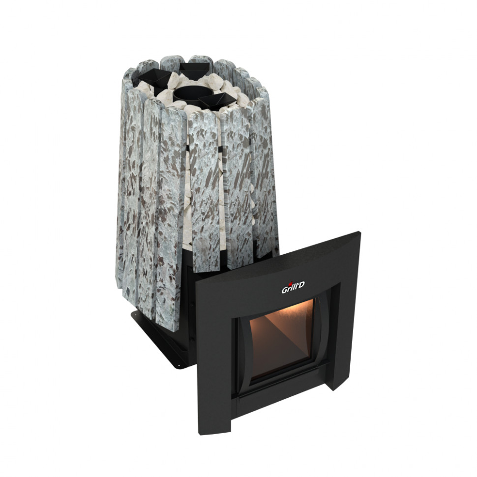 Дровяная банная печь Grill'D Cometa Vega 350 Window Max Stone (Серпентинит)