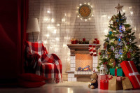 Портал Royal Flame Pierre Luxe угловой - Темный дуб / Белый