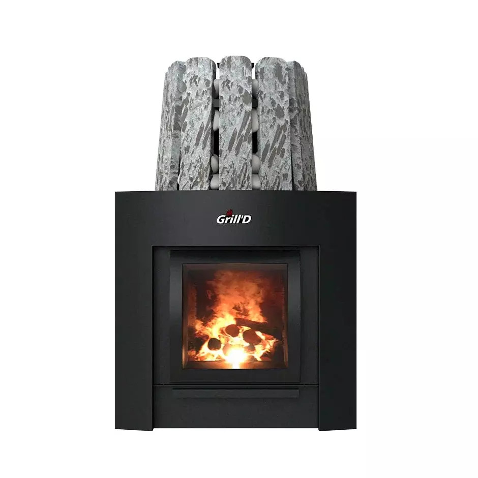 Дровяная банная печь Grill'D Cometa Vega 350 Window Max Stone Pro (Серпентинит)