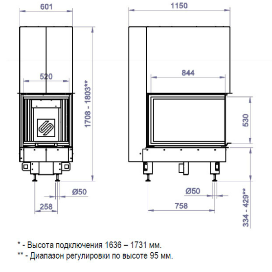 Каминная топка 3VLF 850W (Stav)