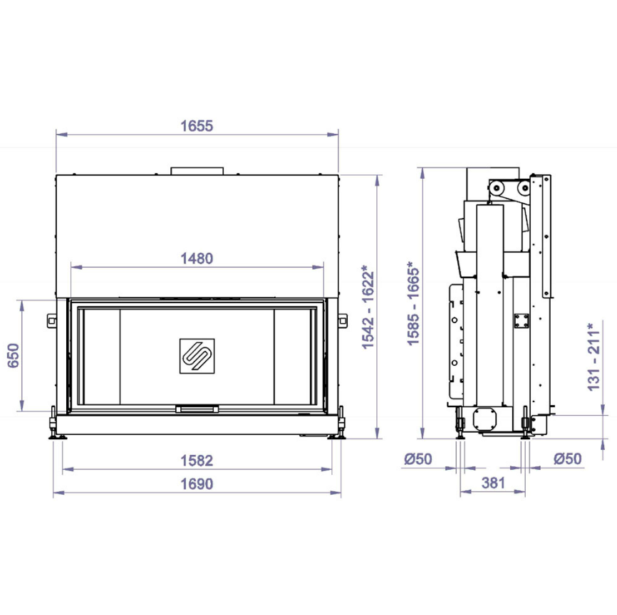 Каминная топка HF 1500B (Stav)