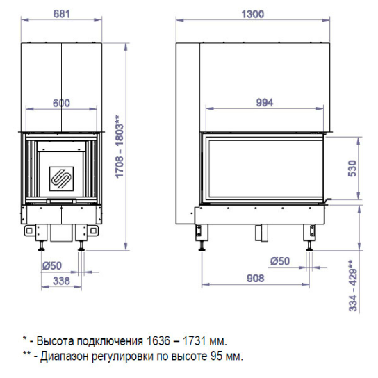 Каминная топка 3VLF 1000W (Stav)